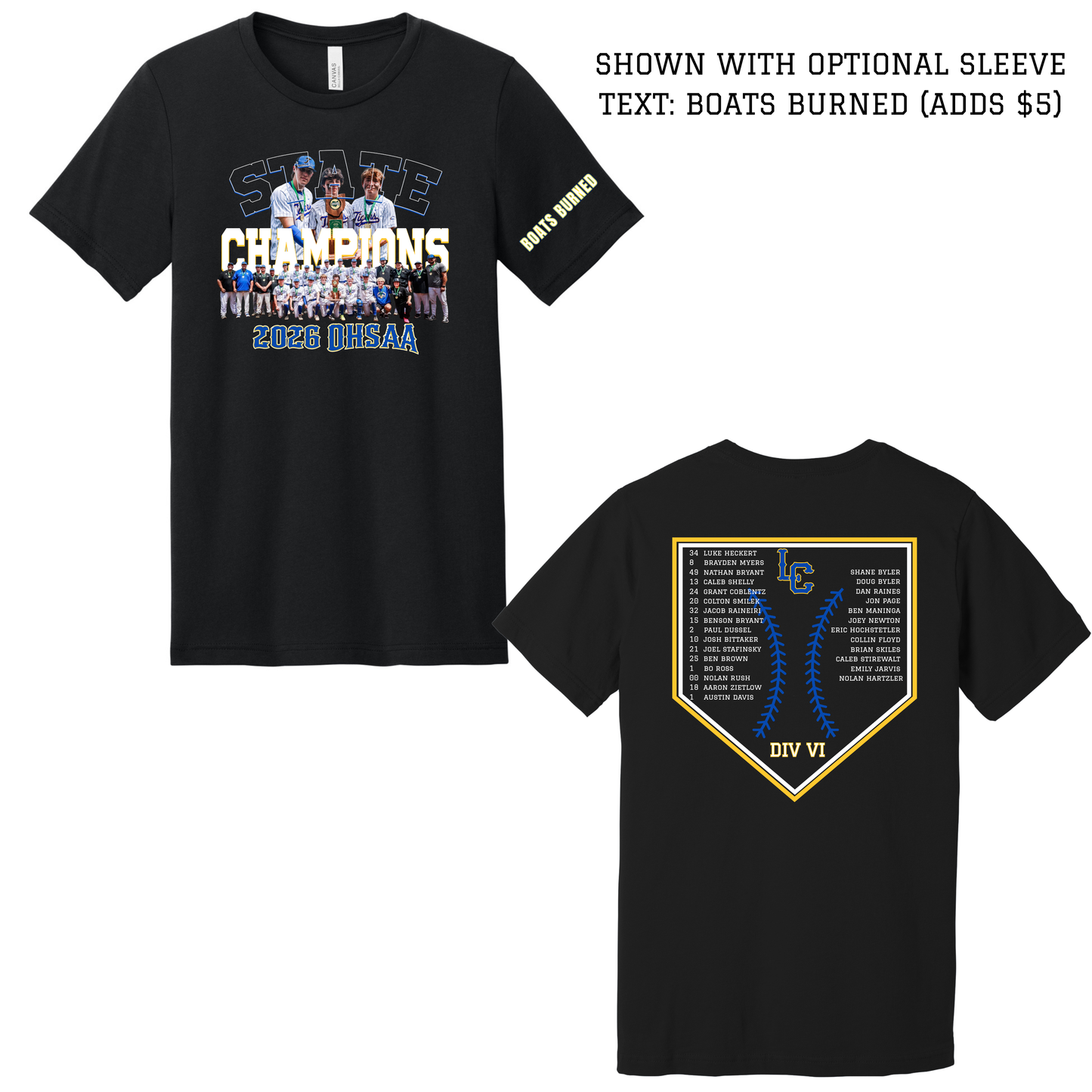 LCCS Baseball State Champs Tshirt - Team Design