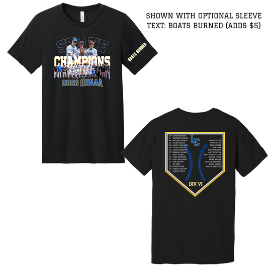 LCCS Baseball State Champs Tshirt - Team Design