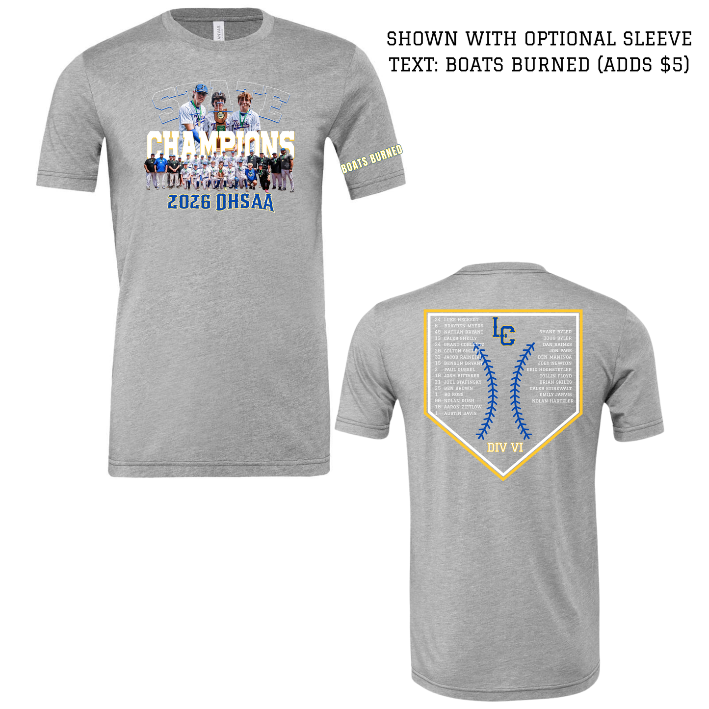 LCCS Baseball State Champs Tshirt - Team Design